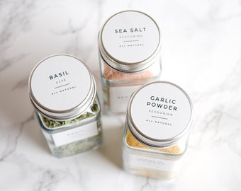 Modern Spice Labels • Water and Oil Resistant • Personalization Available • by Paper & Pear