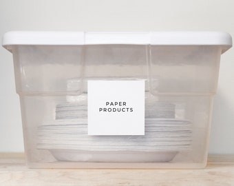 Modern Home Organization Labels for Bath, Linen Closets, Storage, Utility, and Office • Personalization Available • by Paper & Pear