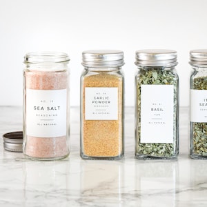 Modern-Numbered Spice Labels • Water and Oil Resistant • Personalization Available • by Paper & Pear