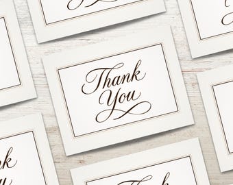 Elegant Thank You Cards • Set of 4, 12, 24, or 48 with Envelopes • Traditional Design • Classic Script • by Nest & Note Print Co.