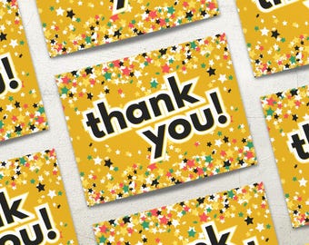Confetti Stars Thank You Cards • Set of 4, 12, 24, or 48 with Envelopes • Bold Celebration Design • by Nest & Note Print Co.