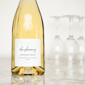 Simple-Script Wine Labels • Personalization Available • Water and Oil Resistant • by Paper & Pear