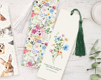 Personalized Baby Shower Favor Bookmarks • Custom Tassel Colors and Laminated Finish Available • Nest & Note Print Co.