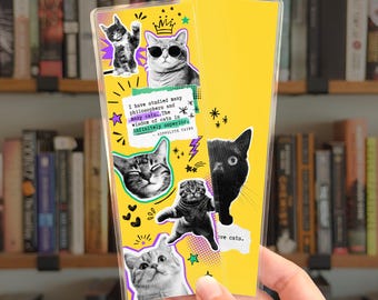 Pop Art Cat Bookmark • Funny Laminated Bookish Gift for Readers • by Nest & Note Print Co.