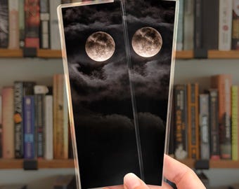 Midnight Moon Bookmark • Moody, Nocturnal Laminated Gift for Readers • by Nest & Note Print Co.