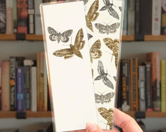 Scattered Moths Bookmark • Cottagecore, Vintage Nature Design • by Nest & Note Print Co.