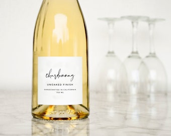 Simple-Script Wine Labels • Personalization Available • Water and Oil Resistant • by Paper & Pear