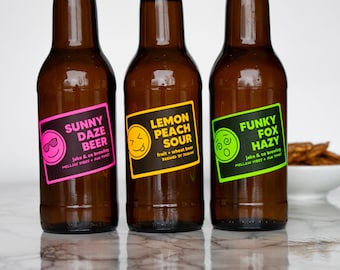 Emoji Smash Beer Labels • Neon Color Options • Custom Labels For Professional Packaging • by Paper & Pear