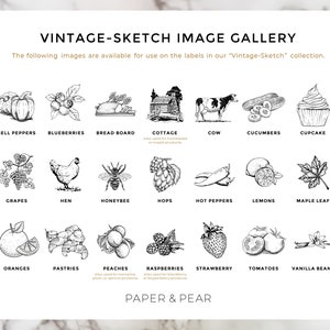 Vintage-Sketch Baked Goods Labels Personalized Water and Oil Resistant by Paper & Pear image 8