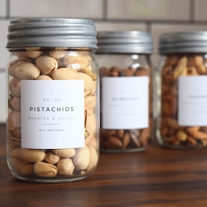 Modern-Numbered Pantry Labels • Water and Oil Resistant • Personalization Available • by Nest & Note Print Co. (Paper + Pear) 1.8" Square White