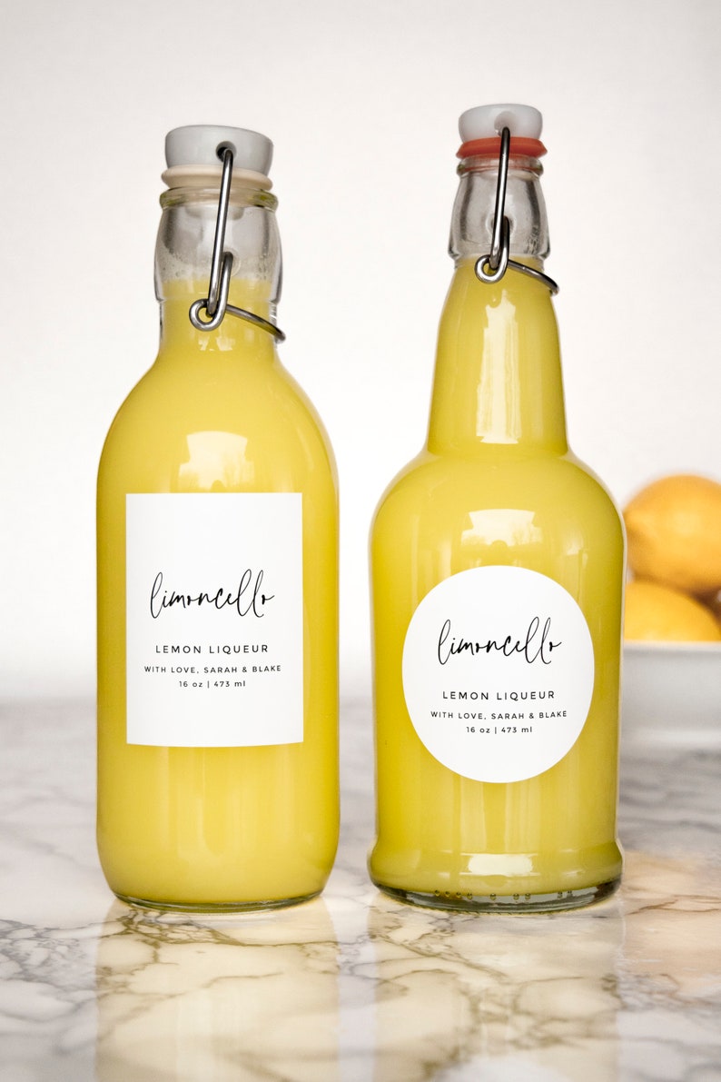 Simple-Script Limoncello Liqueur Labels Personalization Available Water and Oil Resistant by Paper & Pear image 6