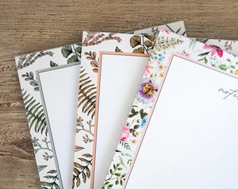 Floral Botanical Notepads • 5" x 8” • by Nest & Note Print Co.