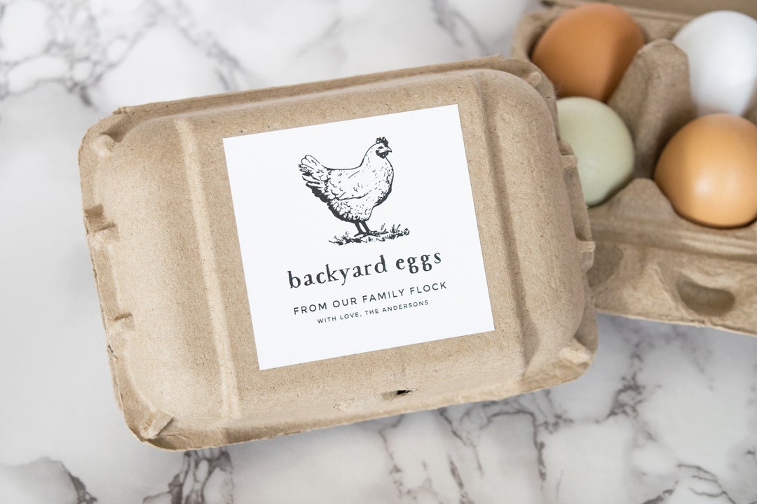 Vintage-sketch Egg Carton Labels • Personalized • White or Brown Farm ...