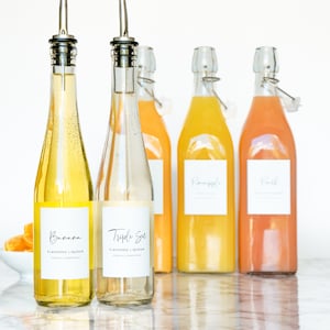 Simple-Script Cocktail Bar + Juice Labels • Personalization Available • Water and Oil Resistant • by Nest & Note Print Co. (Paper + Pear)