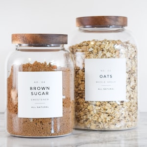 Modern-Numbered Pantry Labels • Water and Oil Resistant • Personalization Available • by Nest & Note Print Co. (Paper + Pear) 2.8" Square White