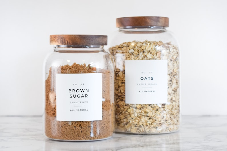 Modern-Numbered Pantry Labels • Water and Oil Resistant • Personalization Available • by Nest & Note Print Co. (Paper + Pear) 2.8" Square White