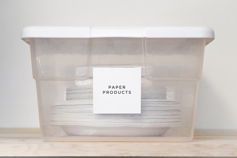 Modern Home Organization Labels for Bath, Linen Closets, Storage, Utility, and Office Personalization Available by Paper & Pear image 1