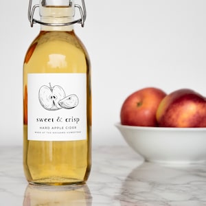 Vintage-Sketch Hard Cider, Apple Juice + Wine • Custom Labels For Professional Packaging • by Nest & Note Print Co. (Paper + Pear)