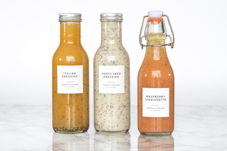 Clean-Modern Dressing, Sauce, and Condiment Labels Personalization Available Water and Oil Resistant by Paper & Pear image 2