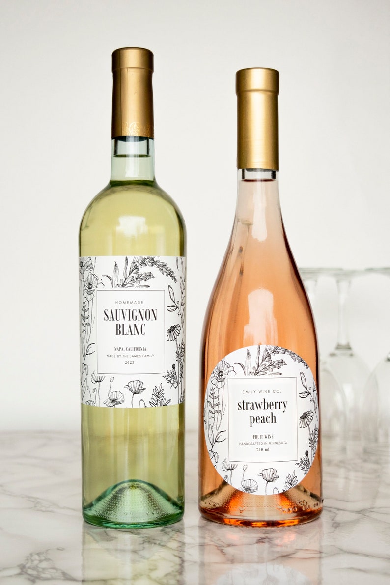 Botanical Wine Labels Custom Water and Oil Resistant for Professional Packaging by Paper & Pear image 2