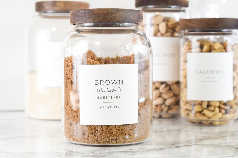 Minimalist Pantry Labels \u2022 Water and Oil Resistant \u2022 Personalization Available \u2022 by Paper & Pear
