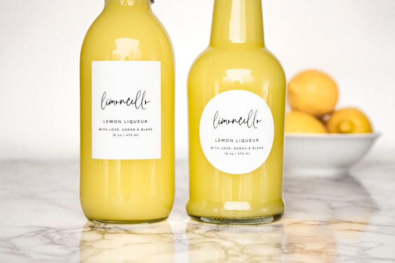 Simple-Script Limoncello Liqueur Labels Personalization Available Water and Oil Resistant by Paper & Pear image 4