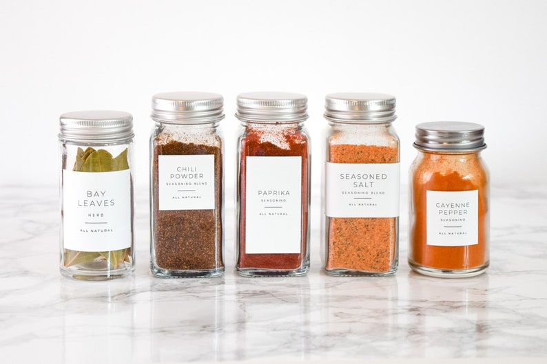 Minimalist Spice Labels Water and Oil Resistant Personalization Available by Paper & Pear image 2