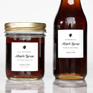 Retro-Script Maple Syrup Labels • Personalized • Water and Oil Resistant • by Paper & Pear