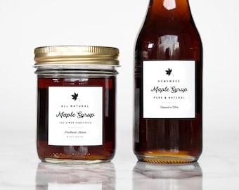 Retro-Script Maple Syrup Labels • Personalized • Water and Oil Resistant • by Paper & Pear