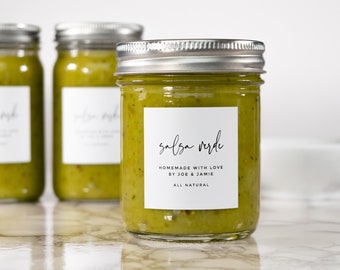 Simple-Script Jar + Canning Labels • Personalized • Water and Oil Resistant • by Paper & Pear