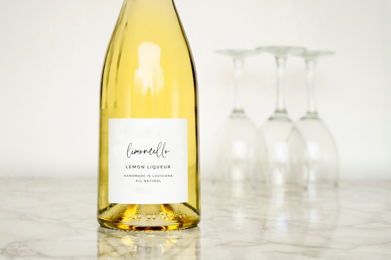 Simple-Script Limoncello Liqueur Labels Personalization Available Water and Oil Resistant by Paper & Pear image 2