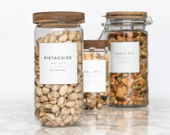 Modern Fruit, Nut, and Pantry Labels • Water and Oil Resistant • Personalization Available • by Paper & Pear