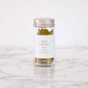 Minimalist Spice Labels Water and Oil Resistant Personalization Available by Paper & Pear 1.8" Square White
