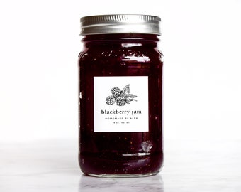 Vintage-Sketch Blackberry Jam + Jelly Labels • Custom Stickers for Packaging, Bottles, and Mason Jars • by Paper & Pear