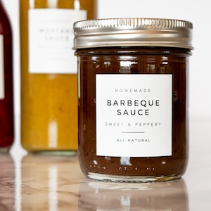 Modern Bottle Labels for BBQ, Hot Sauce + More • Personalized • Water and Oil Resistant • by Paper & Pear