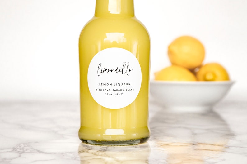 Simple-Script Limoncello Liqueur Labels Personalization Available Water and Oil Resistant by Paper & Pear image 5