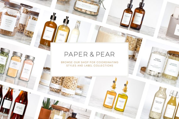 Modern-numbered Spice Labels Water and Oil Resistant Personalization  Available by Paper & Pear 