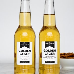 Block Banner Beer Labels Water and Oil Resistant Personalization Available by Paper & Pear image 2