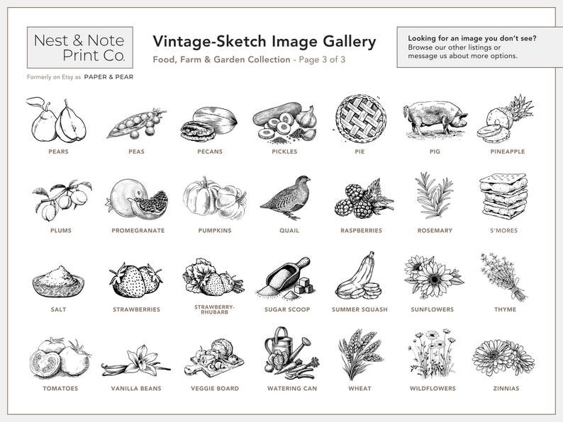 Vintage-Sketch Baked Goods Labels • Personalized • Water and Oil Resistant • by Nest & Note Print Co. (Paper + Pear) image 8