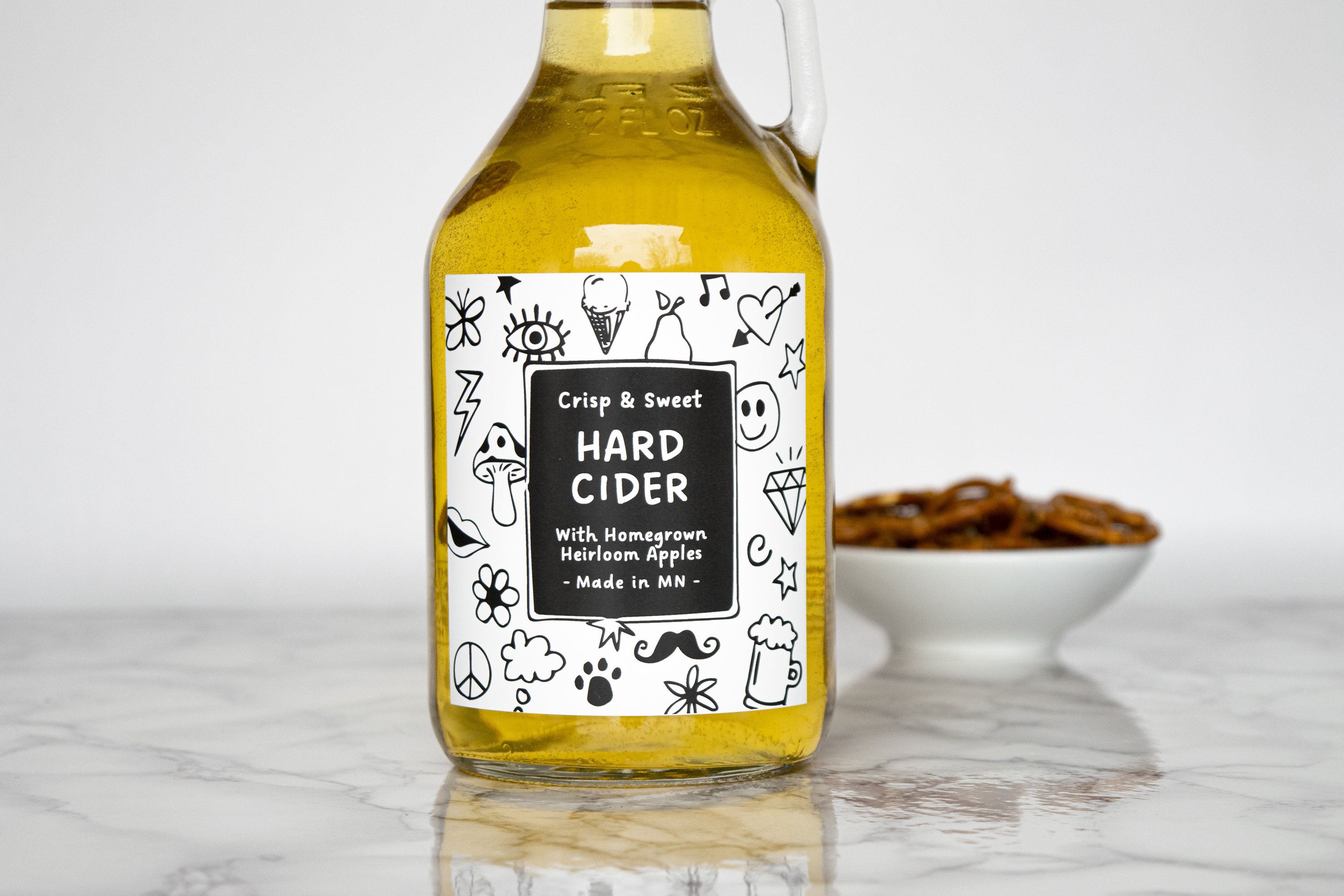 Retro-doodle Hard Cider, Apple Juice + Wine Labels • Neon Color Options ...