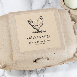 Vintage-Sketch Egg Carton Labels • Personalized • White or Brown Farm and Homestead Labels • by Nest & Note Print Co. (Paper + Pear)