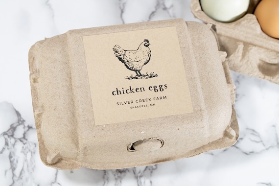 Vintage-Sketch Egg Carton Labels • Personalized • White or Brown Farm and Homestead Labels • by Nest & Note Print Co. (Paper + Pear)