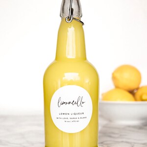 Simple-Script Limoncello Liqueur Labels Personalization Available Water and Oil Resistant by Paper & Pear image 7