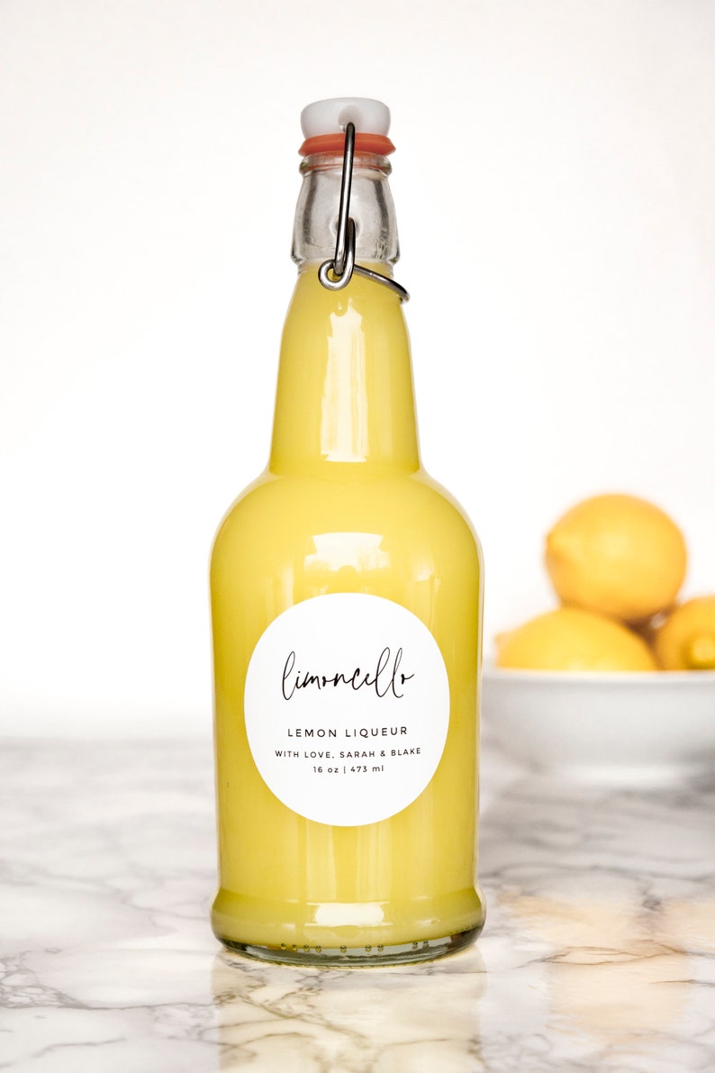 Simple-Script Limoncello Liqueur Labels Personalization Available Water and Oil Resistant by Paper & Pear image 7