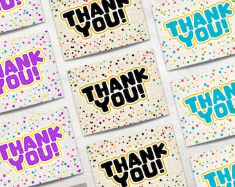 Confetti Dots Thank You Cards • Set of 3, 12, or 24 with Envelopes • Bold Retro Stationery Set • by Nest & Note Print Co.