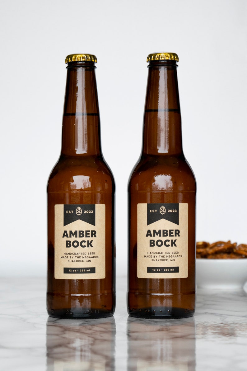 Block Banner Beer Labels Water and Oil Resistant Personalization Available by Paper & Pear image 7
