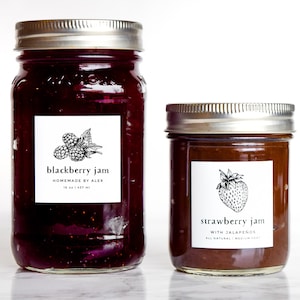 Vintage-Sketch Berry Jam + Jelly Labels • Custom Stickers for Packaging, Bottles, and Mason Jars • by Nest & Note Print Co. (Paper + Pear)