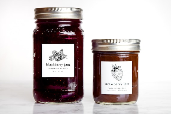 Vintage-Sketch Berry Jam + Jelly Labels • Custom Stickers for Packaging, Bottles, and Mason Jars • by Nest & Note Print Co. (Paper + Pear)
