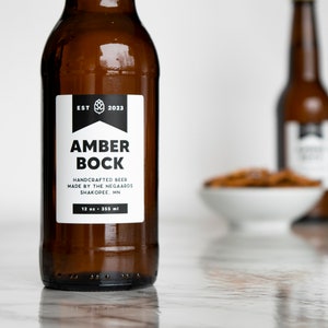 Block Banner Beer Labels Water and Oil Resistant Personalization Available by Paper & Pear image 4