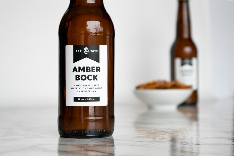 Block Banner Beer Labels Water and Oil Resistant Personalization Available by Paper & Pear image 4